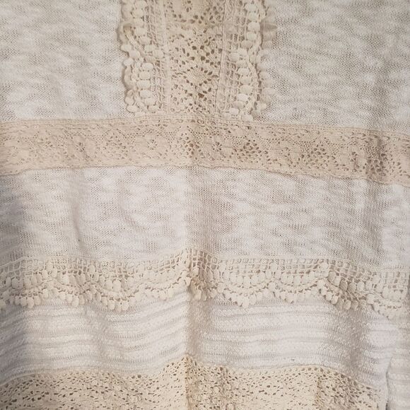 Anthropologie One September Sweater Small Crocheted Heirloom Creme Lace - Picture 5 of 16